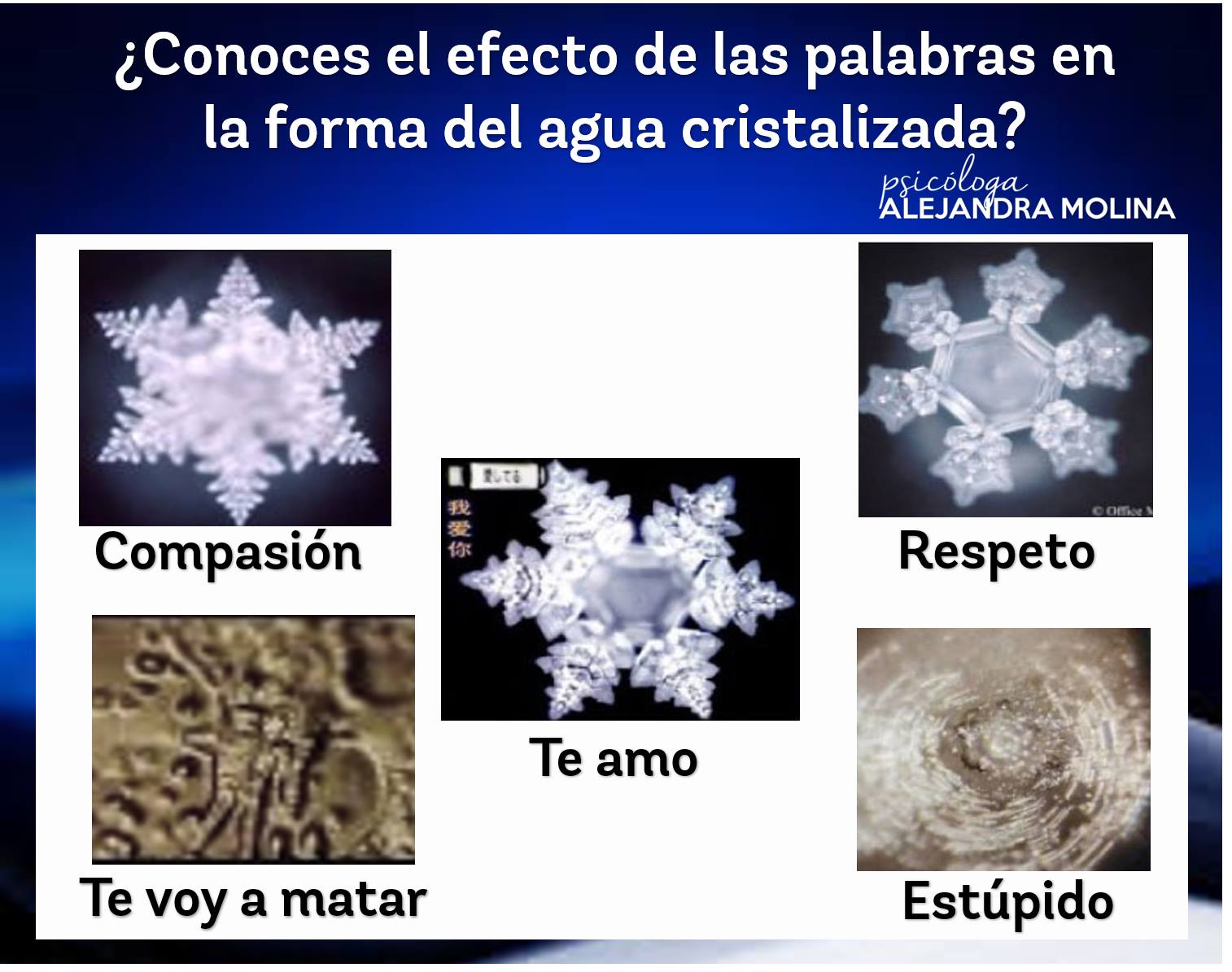 En este momento estás viendo ¿Conoces el efecto de las palabras en la forma del agua cristalizada?